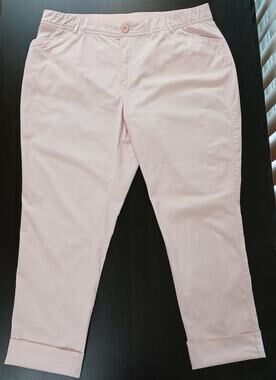 CJ Banks Cuffed Stretch Cropped Pants 18W light pink capri chinos cotton blend
